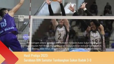 Hasil Proliga 2023: Surabaya BIN Samator Tumbangkan Sukun Badak 3-0